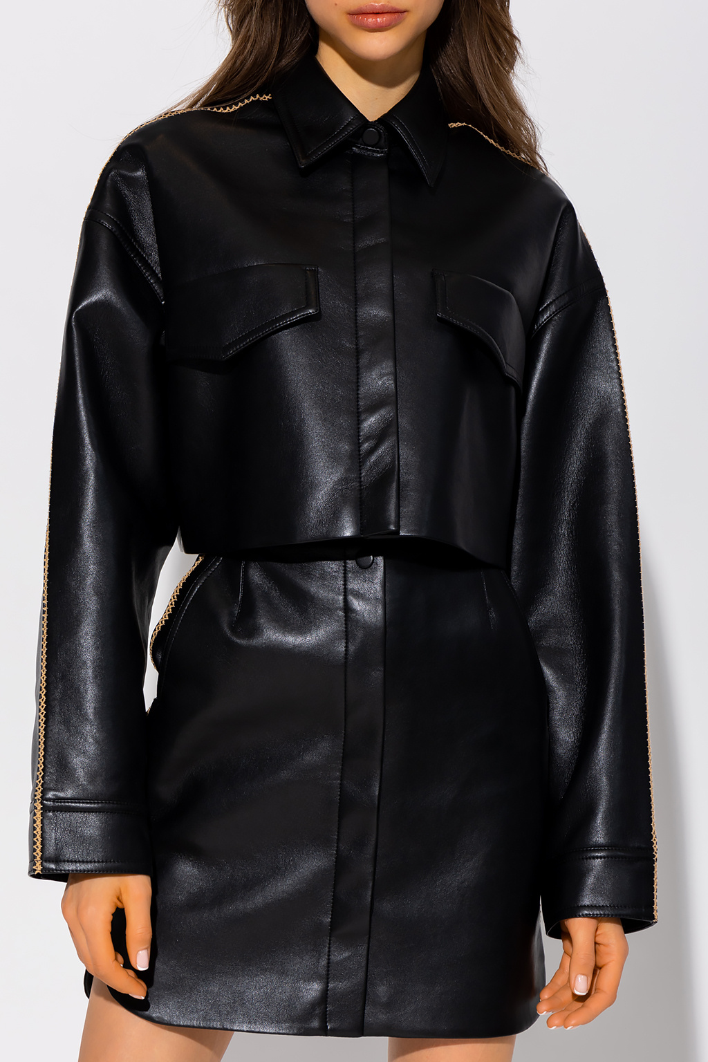 Nanushka leather clearance coat